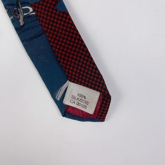 VINTAGE 1995 Saturday Evening Post Norman Rockwell Fishing Silk Tie 57 x 3.9" - Picture 5 of 5